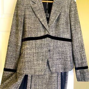 Dana Buchman wool velvet trim pleated suit